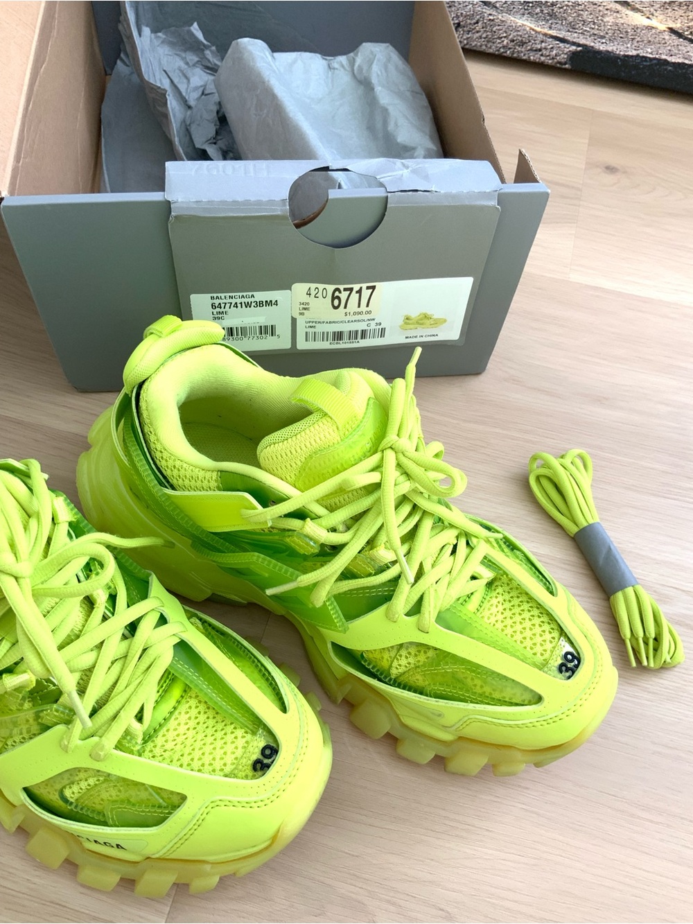 Balenciaga Neon Yellow Triple-Sole Trainer Sneakers - Picture 8 of 10